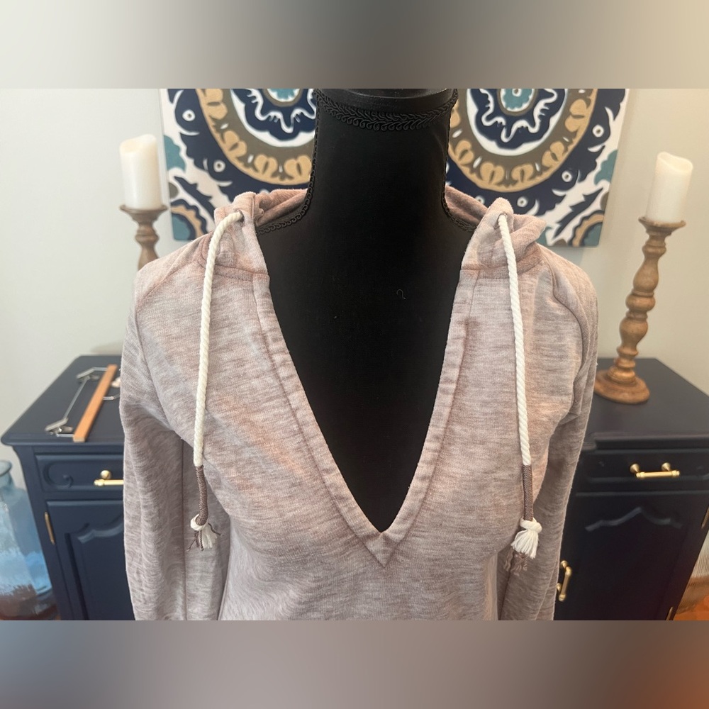 Roxy Burnout Wheat Colored Lightweight Hooded Top… - image 4